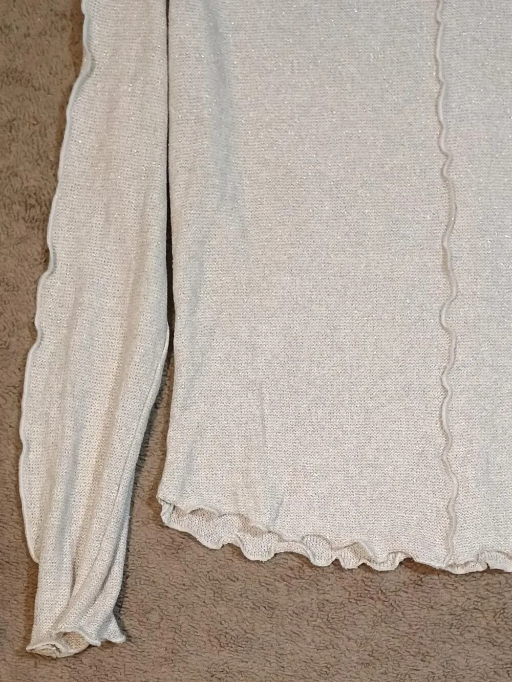 Zara/Top/Womens Large/Gold Sparkly Lettuce Hem Y2K Party Glam Shimmer Top Chic - Picture 5 of 8